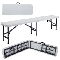 6 portable plastic inoutdoor picnic party camping dining folding bench easy to move clean and store off whiteus stock