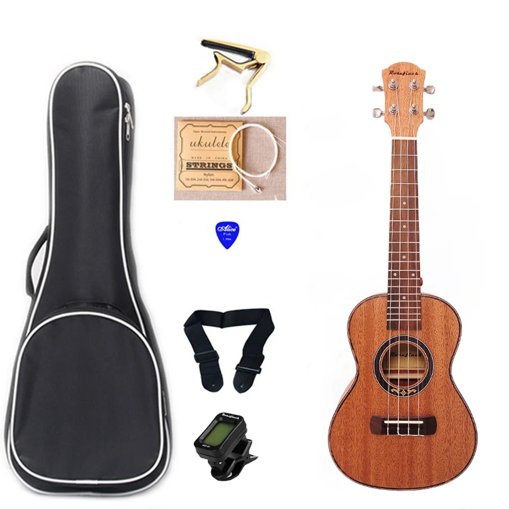23 zoll ukulele konzert elektrische mini gitarre ukelele mit tasche capo 4 string strap picks hawaii gitarre uku geschenk mahagoni uk2319a free global