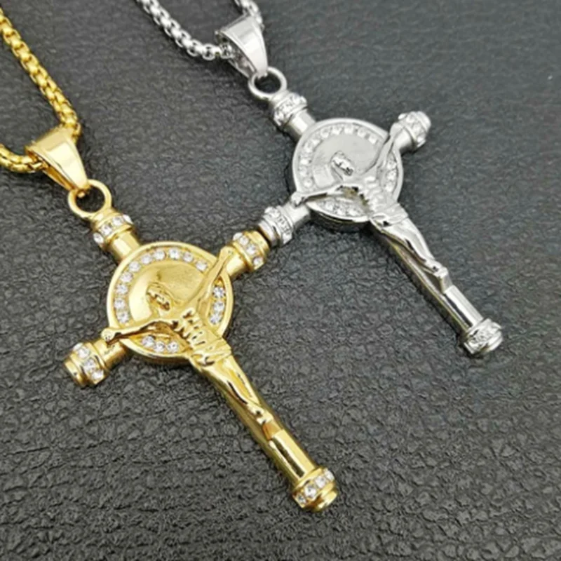 

Fashionable Religious Prayer Pendant Amulet Men Necklace Jesus Cross High Quality Metal Necklace Christian Pendant Necklace Gift