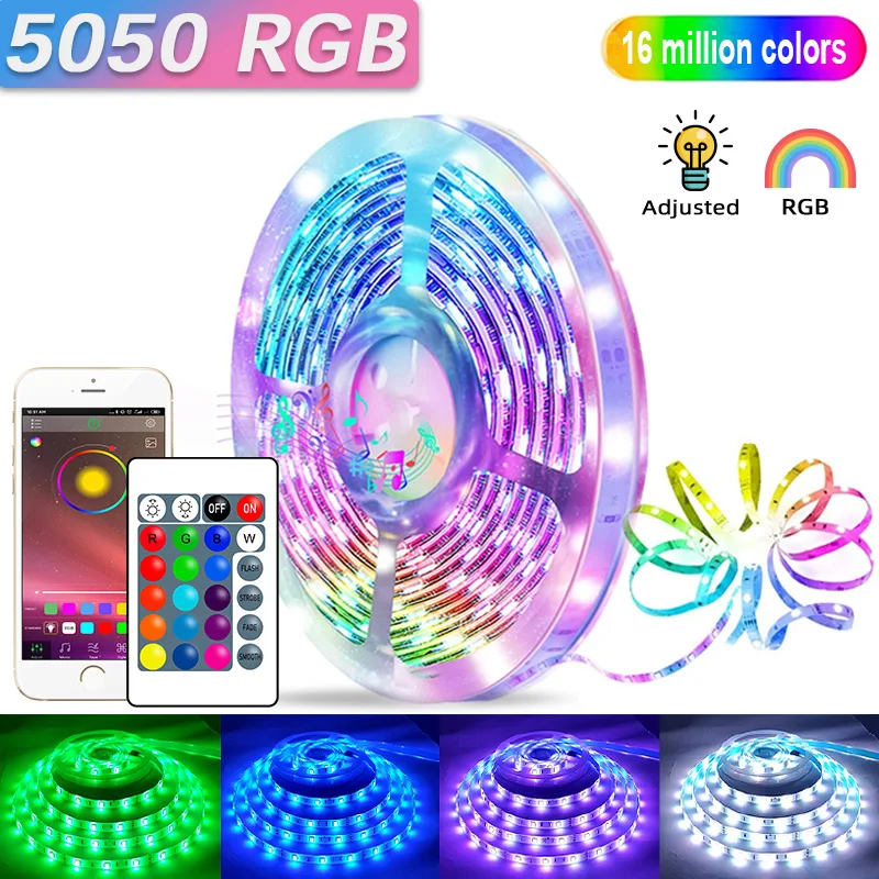 

RGB Светодиодная лента 15 м Светодиодная светильник та 5050 SMD 2835 5 м 10 м 12 В постоянного тока Водонепроницаемая RGB Светодиодная лампа Диодная лен...