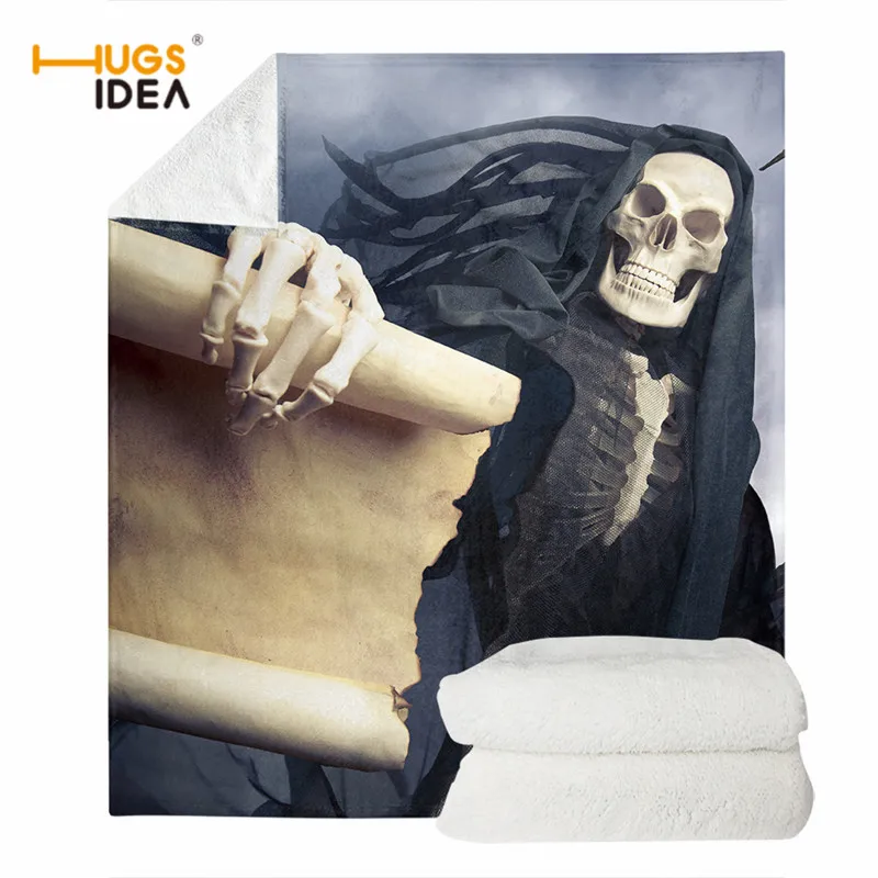 Одеяло в готическом стиле с рисунком скелета смерти | Дом и сад
