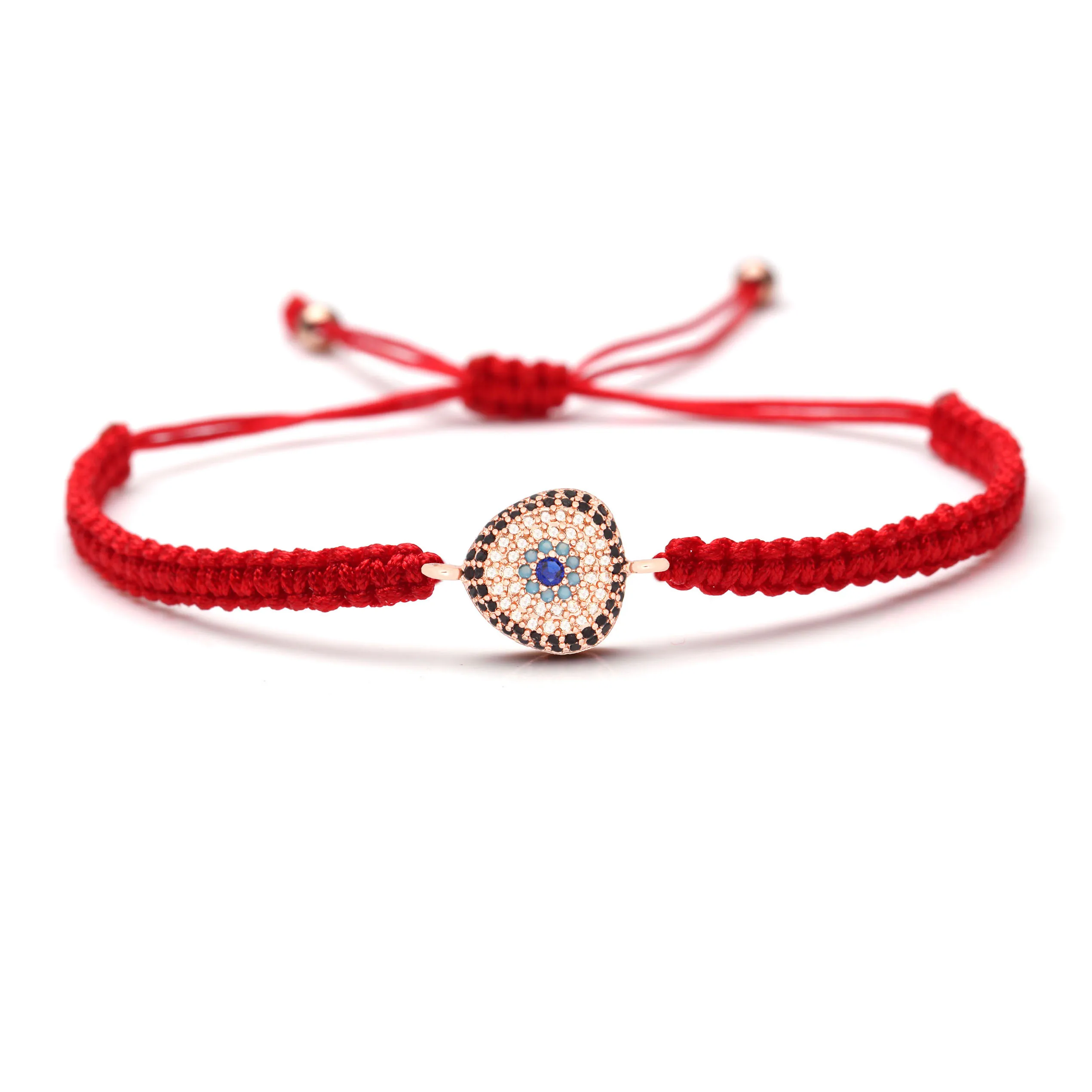 Черный Белый Кристалл Голубой циркон медный браслет с подвеской в виде сглаза