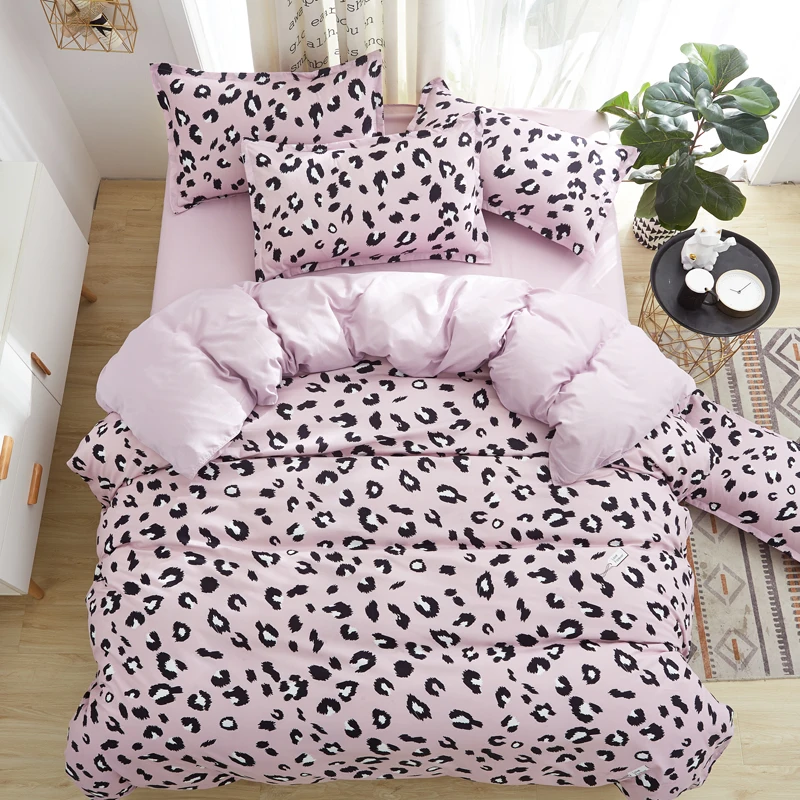 

Home Bedding set yellow flower 3/4pcs bed set black&white stripe bedding set leopard bed linen set flat sheet 2021 spring home