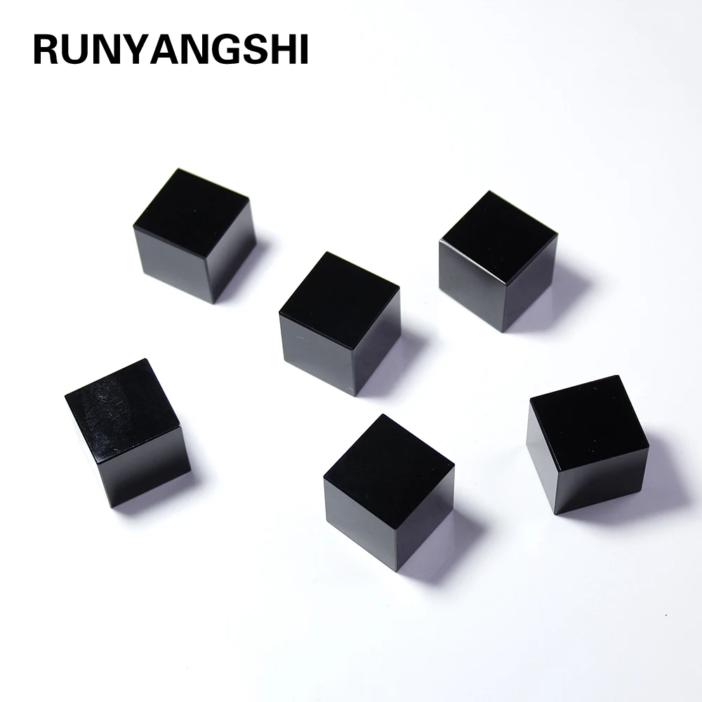 Runyangshi 100% натуральный черный кварц обсидиан маленький квадратный исцеляющий