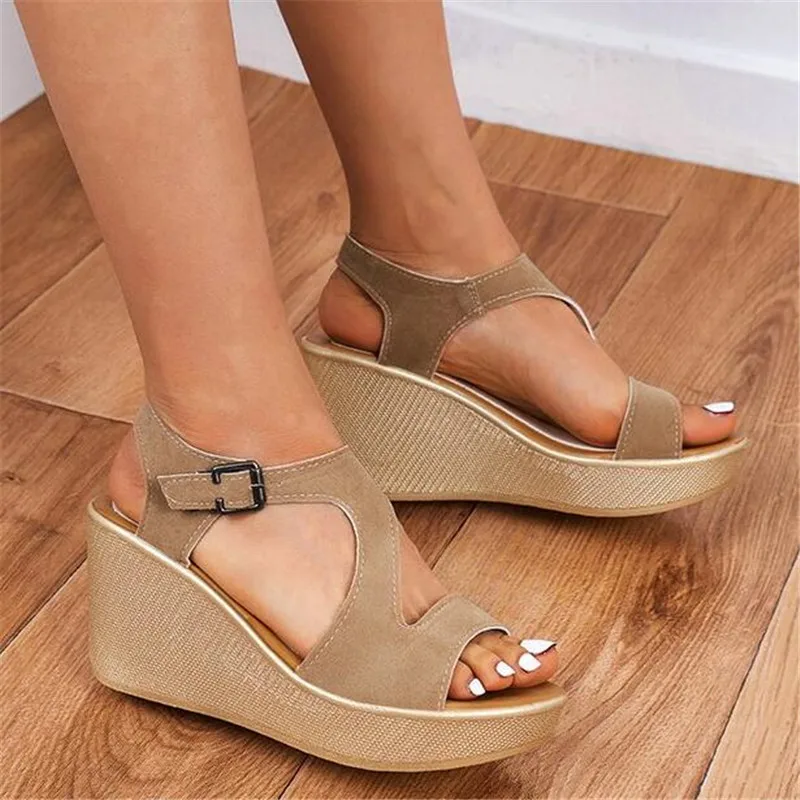 

Large size wedges womens sandals summer new fashion high heels women's shoes casual breathable platform sandals women slippers