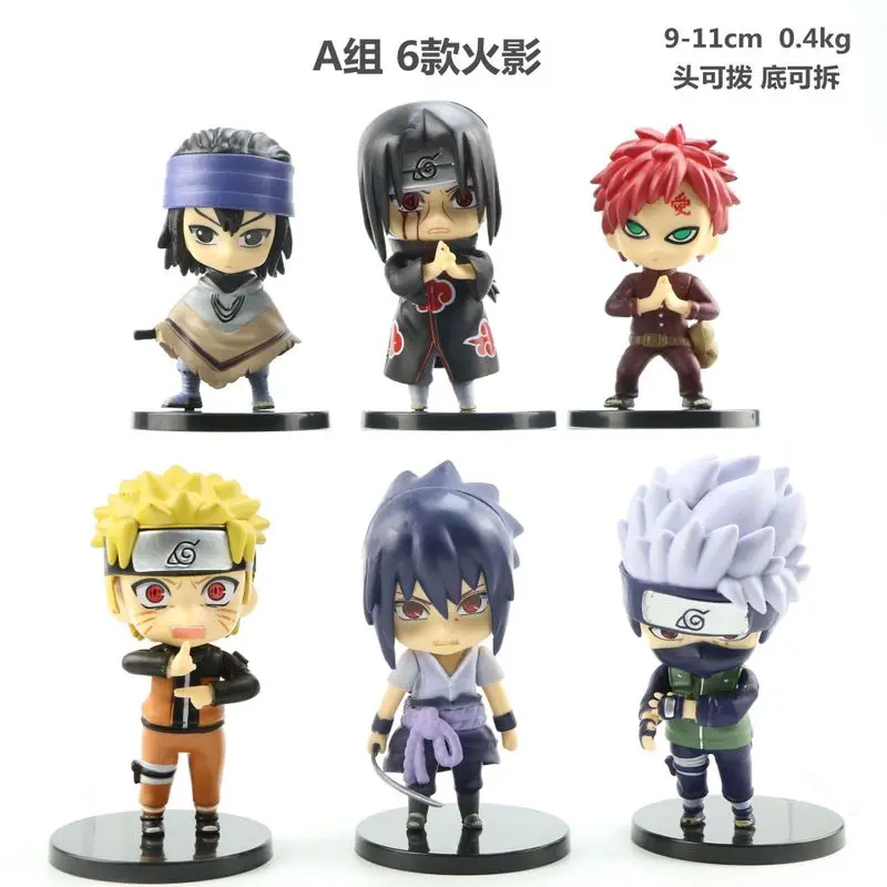 6 шт. фигурка героя аниме Наруто рисунок игрушки SASUKE kakashi Сакура Фиксатор шеи экшн