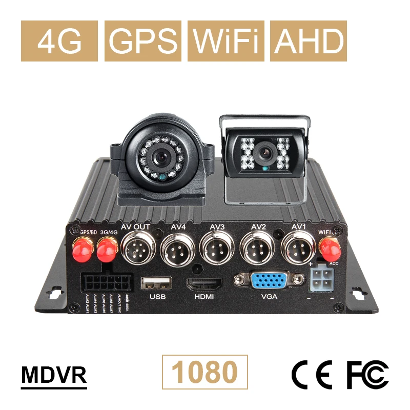 Бесплатная доставка 4G GPS Wifi 4 канальный видеорегистратор с 2 камерами заднего вида
