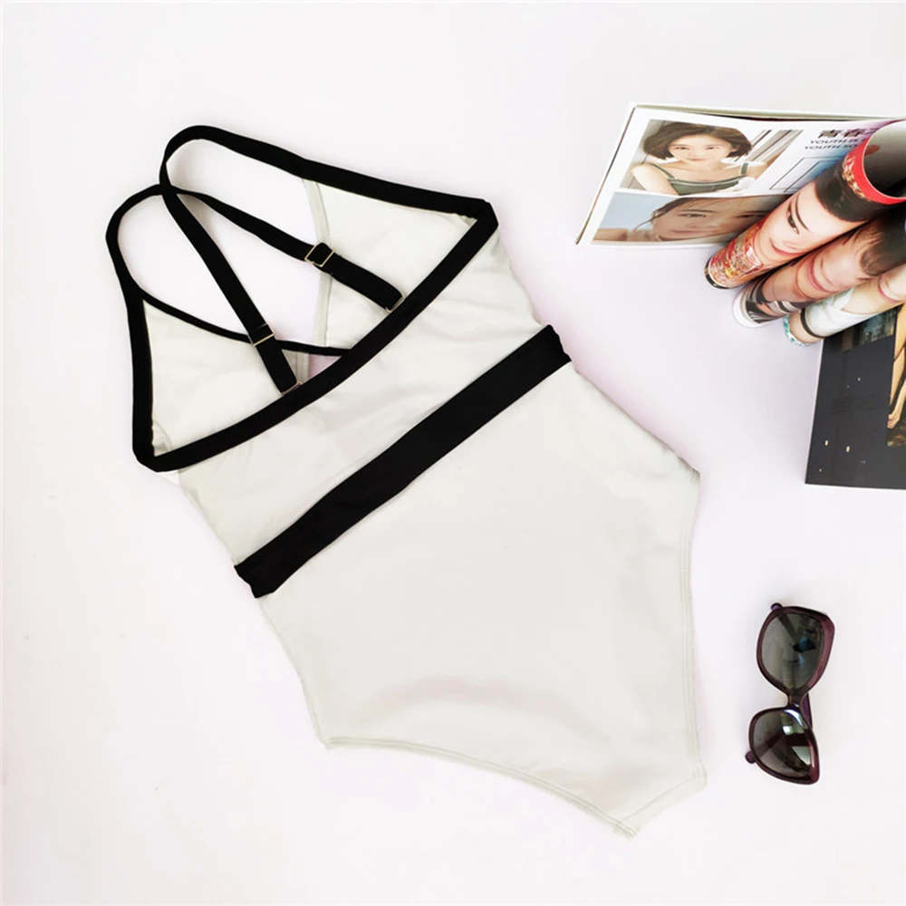 2019 Sexy Hollow Cut Out Patchwork Women Swimwear Sling One Piece Swimsuit Female Bather Bathing Suit Swim Wear S-XL |