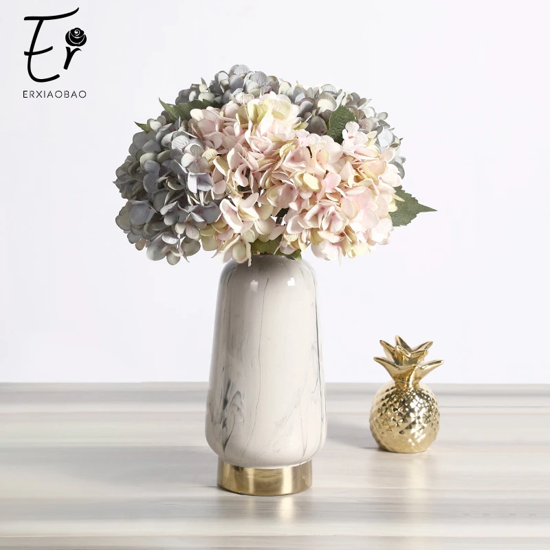 Erxiaobao Искусственные цветы дешевые шелковые букет гортензии домашние Свадебные Осенние цветы украшения аксессуары осенний Декор
