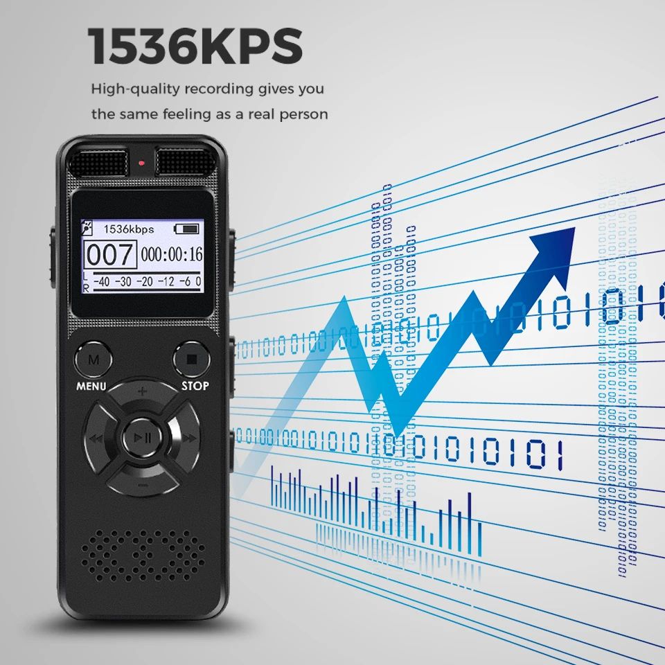 Скрытый цифровой диктофон MP3 Hi Fi стерео 1536KPS WAV устройство записи серого цвета с
