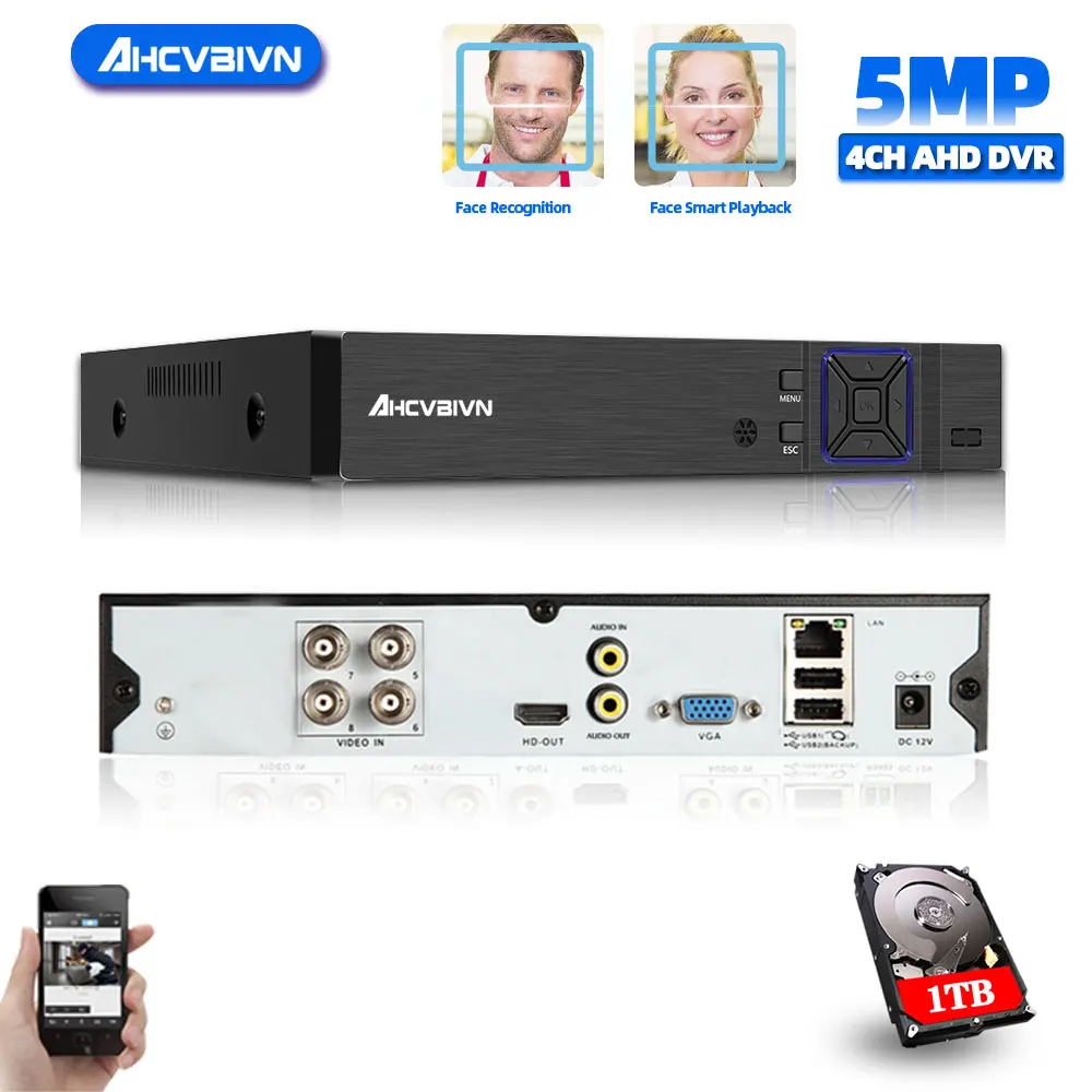 

Система видеонаблюдения 6 в 1, 5 МП, AHD, DVR, гибридный видеорегистратор для 720P, 1080P, аналоговая AHD, CVI, TVI, IP-камера XMEYE, 4 канала
