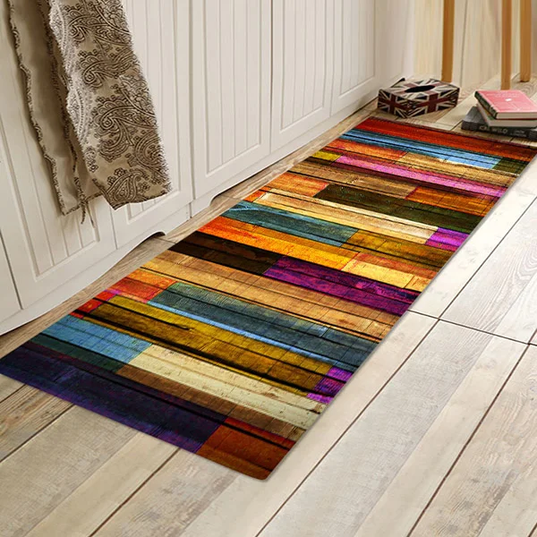 Brown wood bars 7 Brown wood bars Flannery printing Anti-Slip absorbent home mat - Цвет: Brown wood bars 7