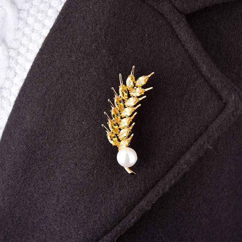 Женская Брошь в виде пшеницы с фианитом | Украшения и аксессуары