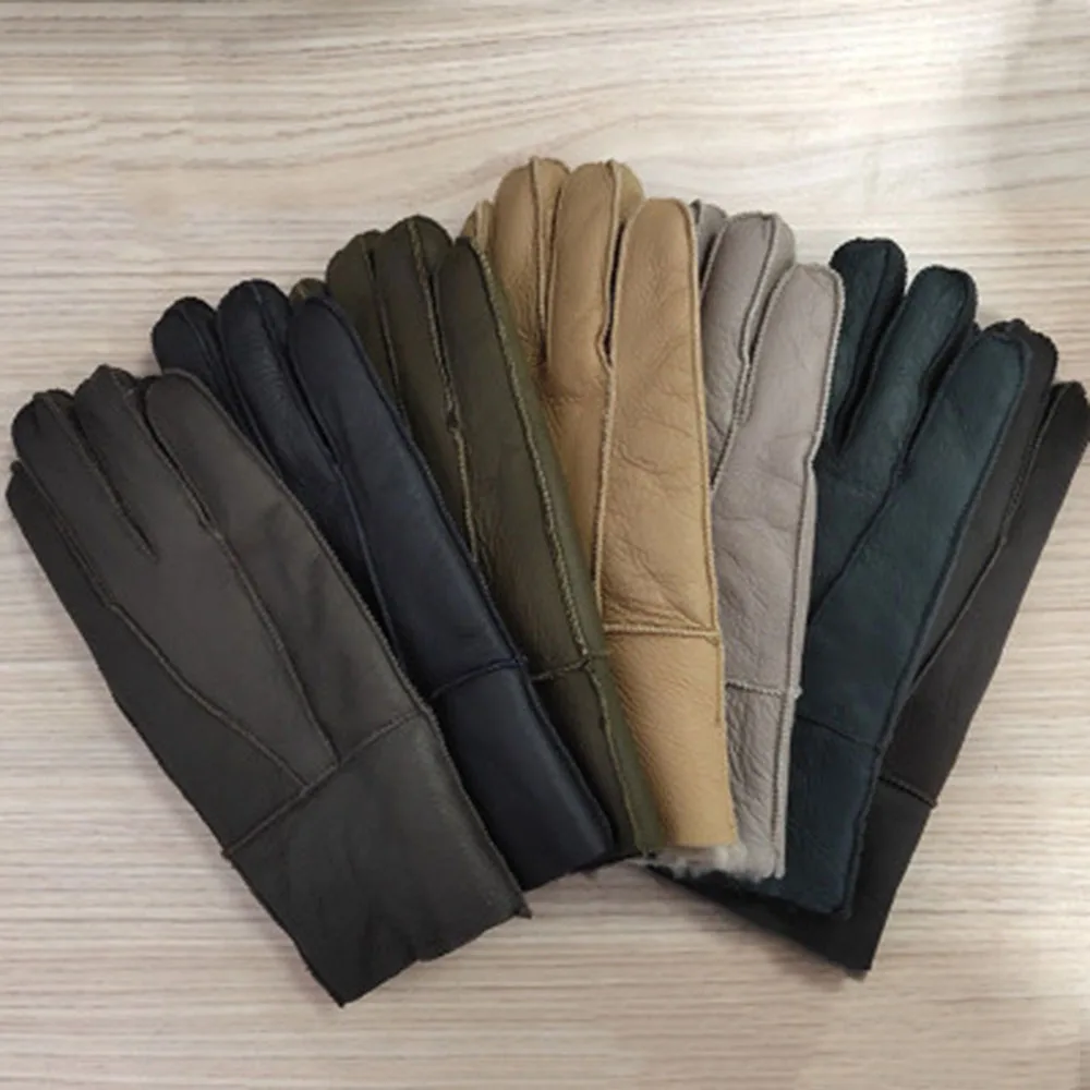 

Men Winter Gloves Warm Genuine Sheep Fur Gloves For Men Thermal Goat Fur Cashmere Real Leather Snow Cycling Waterproof Gloves