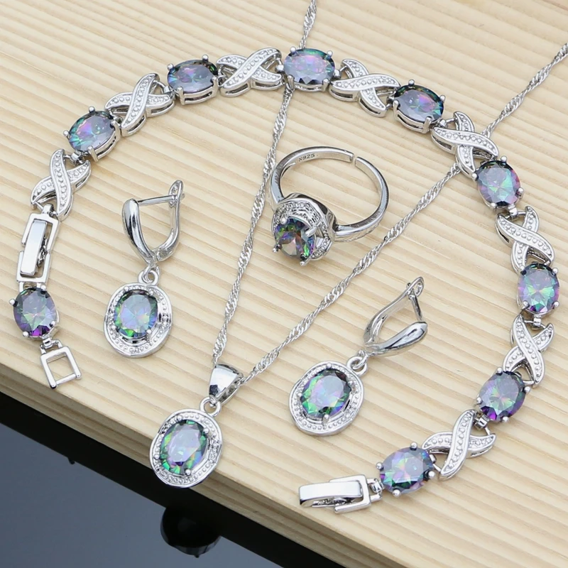 Комплект из колье серёг и браслета серебра 925 пробы | Украшения аксессуары