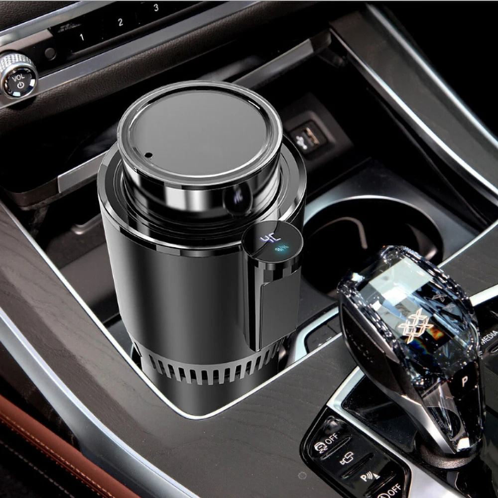 

Smart Cooling & Heating 2-In-1 Car Cup Electric Coffee Milk Warmer and Cooler Beverage Mug with Temperature Display For 12V Cars