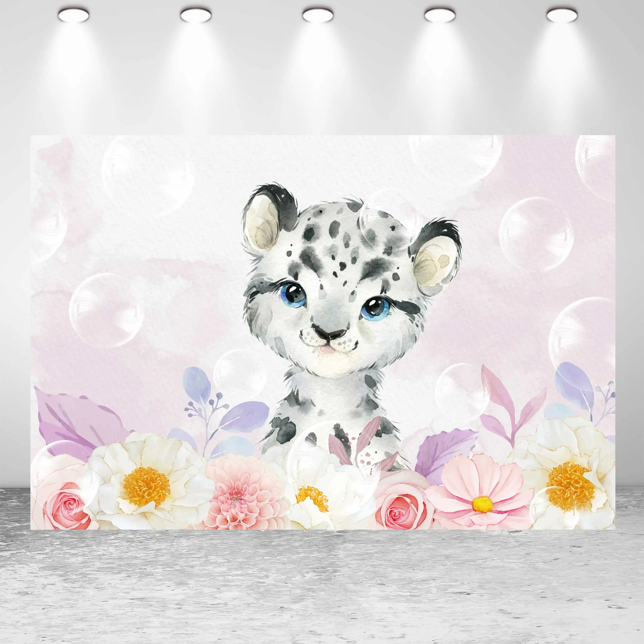 

NeoBack фон для фотосъемки в честь Дня Рождения Ребенка леопардовые Акварельные Цветы с изображением животных для вечеринки «сделай сам»
