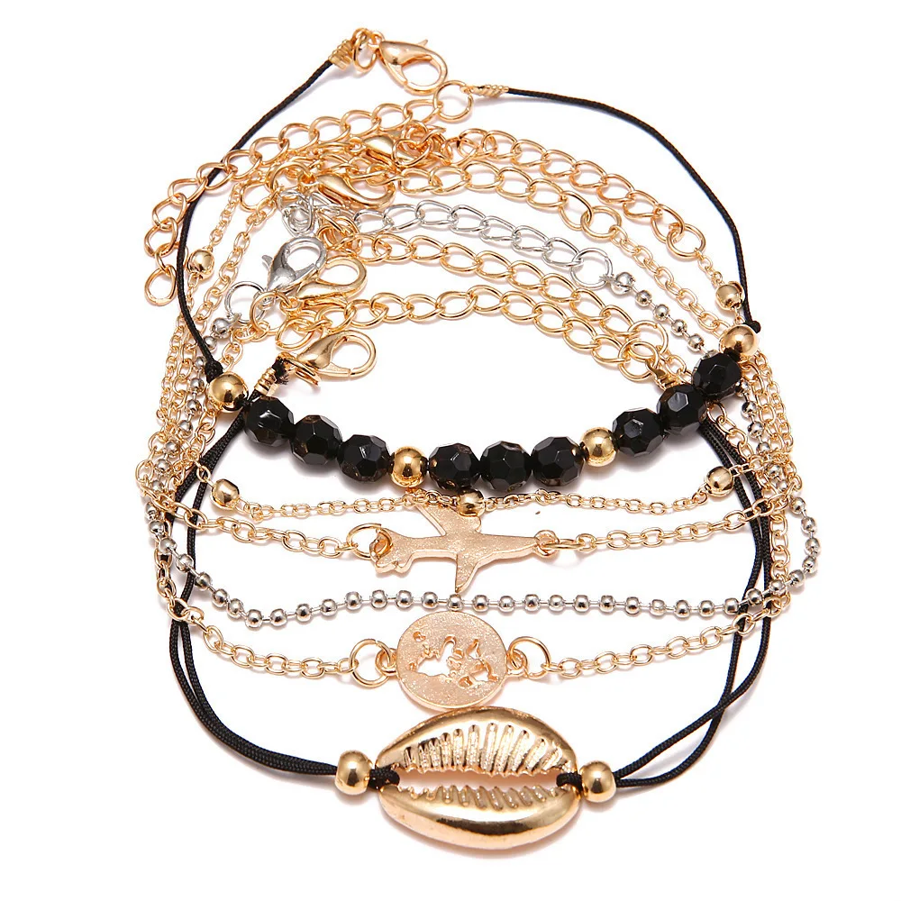 Boho Rose карта браслеты и браслеты для женщин богемный круглый бисерный очаровательный браслет набор модные Многослойные аксессуары Bijoux