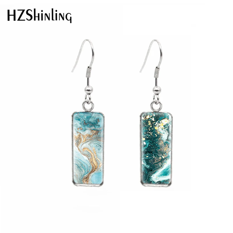 Крючком серьги Волна Звезды красивый узор прямоугольный крюк ручной работы