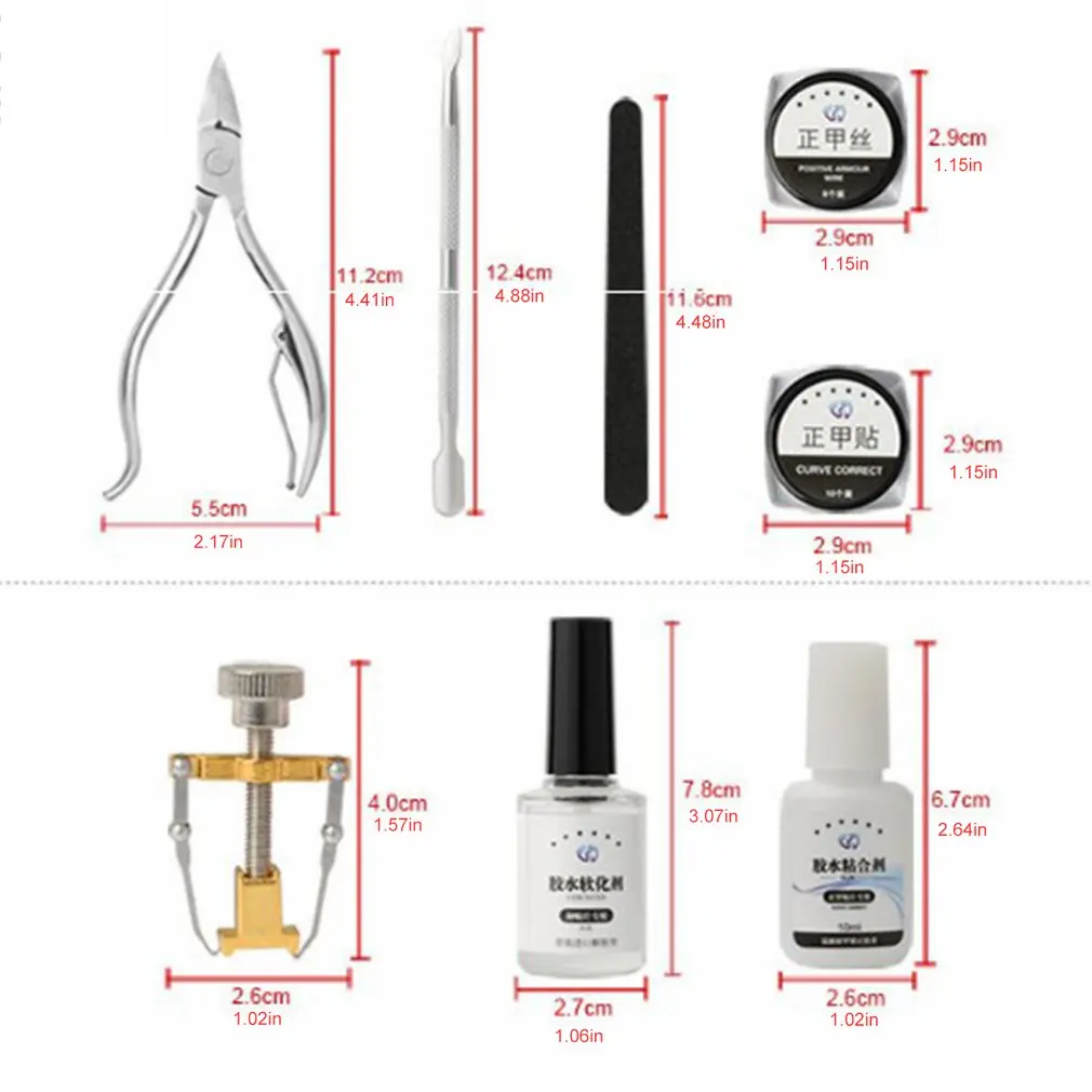 

8pcs/set Ingrown Toe Nail Fixer Surgical Pedicure Toenail Recover Nail Correction Tool Stainless Steel Nail Clipper Nailfile