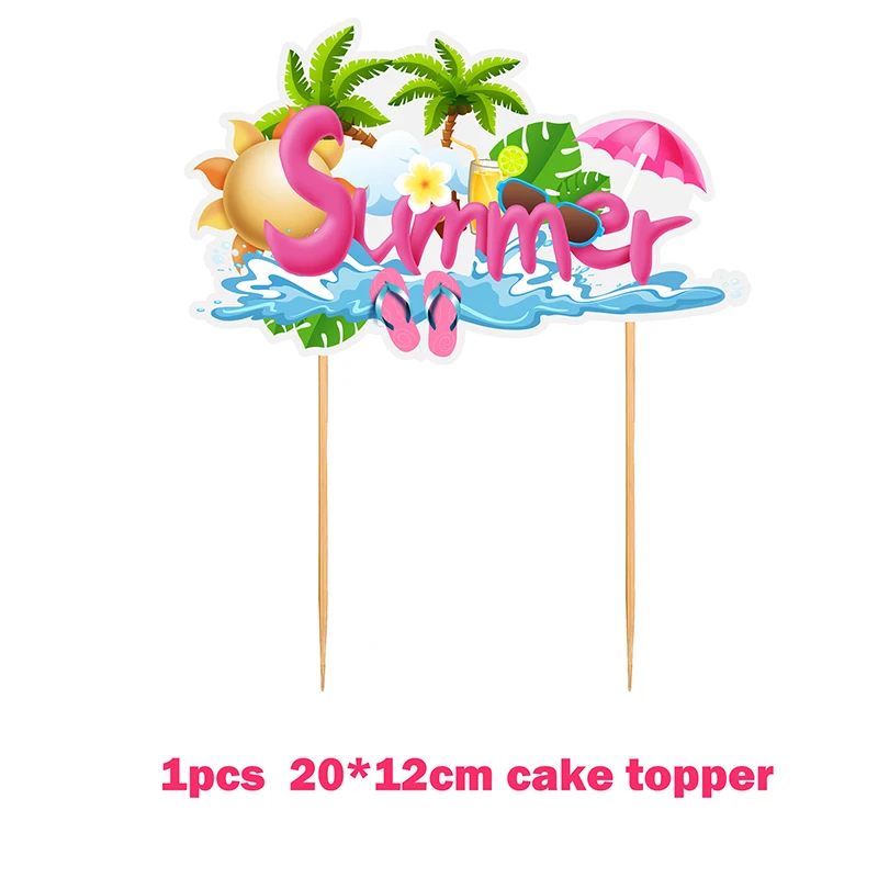 

Summer Hawaii Party Decorations ALOHA Banner Hanging Swirls Balloons Cake Topper Set Kids Luau Party Supplies Flamingo Decor