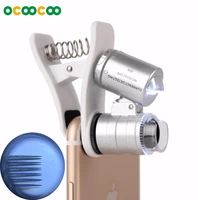 60x led smart phone microscope currency detecting microscope universal clip mobile magnifier led uv light f gem identification