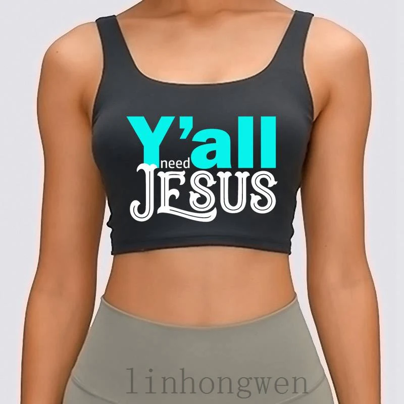 

С надписью «Yall Need Jesus» Yall Женская майка фитнес-оригинальное хлопковое летнее Стиль Homme с круглым вырезом кастомизированные забавные повседн...
