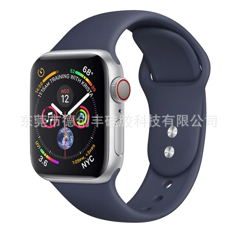 

Applies to Apple Watch silica gel watchband Apple monochrome silica gel double button double nail watchband iWElastic