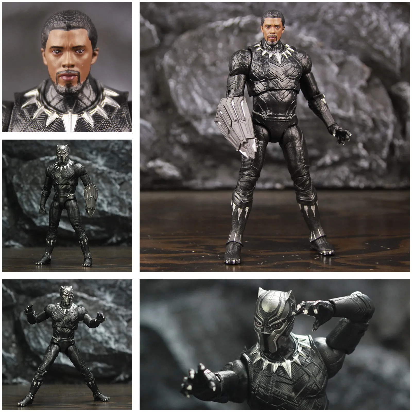 

Marvel Black Panther 7" Action Figure King Of Wakanda T'Challa Legends Vibranium Shield Avenger Endgame Original ZD Toys Doll