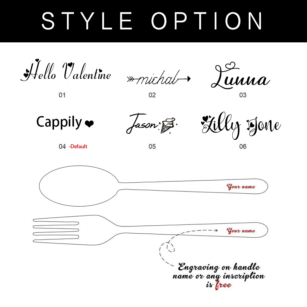 Personalized Wedding Party Spoon Knife 4 Pieces Set Custom  Tableware Forks Knives Stainless Steel Dessert Western Food Sets