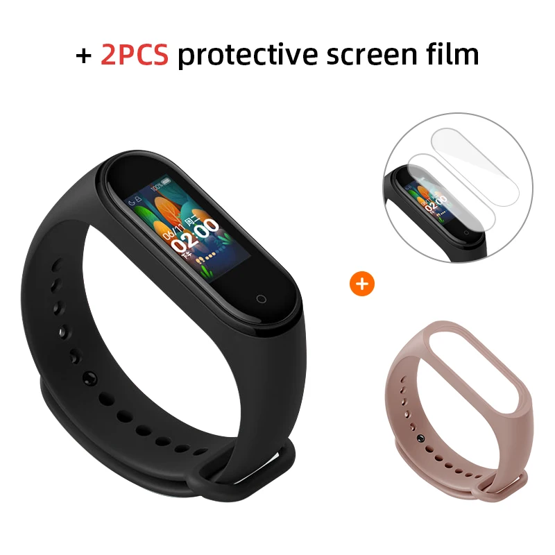 Add Pink n 2PCS Xiaomi mi band 4 Смарт-часы глобальная версия фитнес браслет с пульсометром активности фитнес-трекер Смарт браслет здоровья цветной дисплей новинка умный шагомер с измерением давления - Цвет: Add Pink n 2PCS
