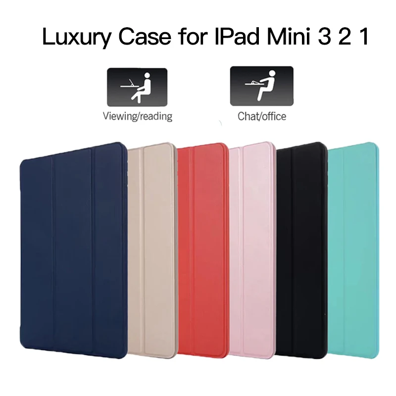Для IPad Mini 3 2 1 чехол из искусственной кожи Силиконовый мягкий с трифолд подставкой