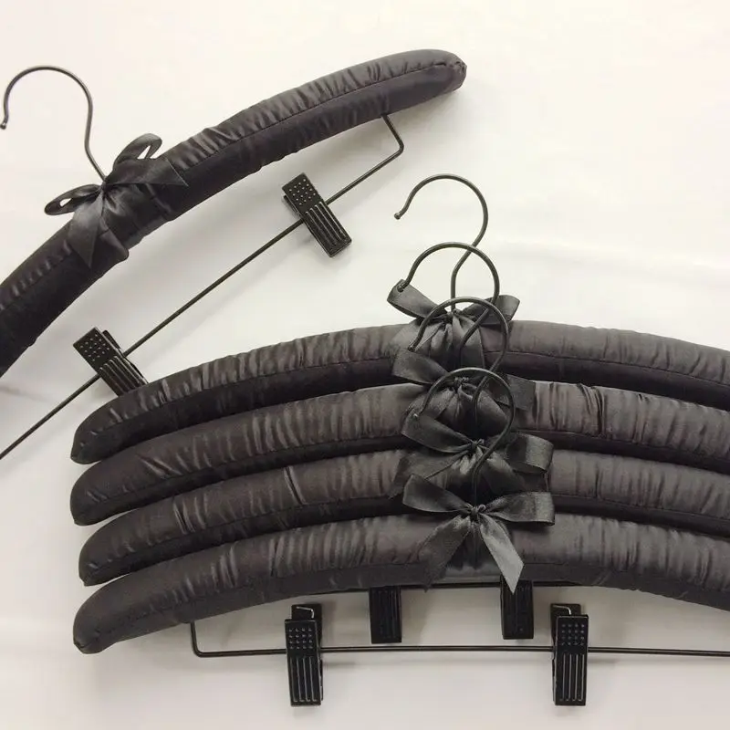 

Hangers With Clips Clothes Padded Hangers for Men Foam Hanger Non Slip Satin Canvas Covers for Adults Wedding Bridesmaid Blazers