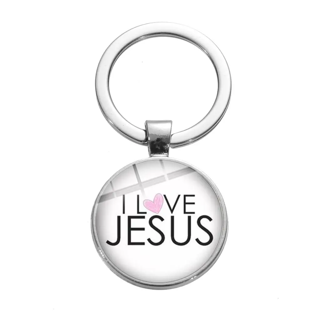 SONGDA рыба с крестом знак Иисуса Брелок-Шарм религиозный Ichthus I Love Jesus Cross Peace glass Photo Dome сувенир-брелок для ключей - Цвет: Style 14
