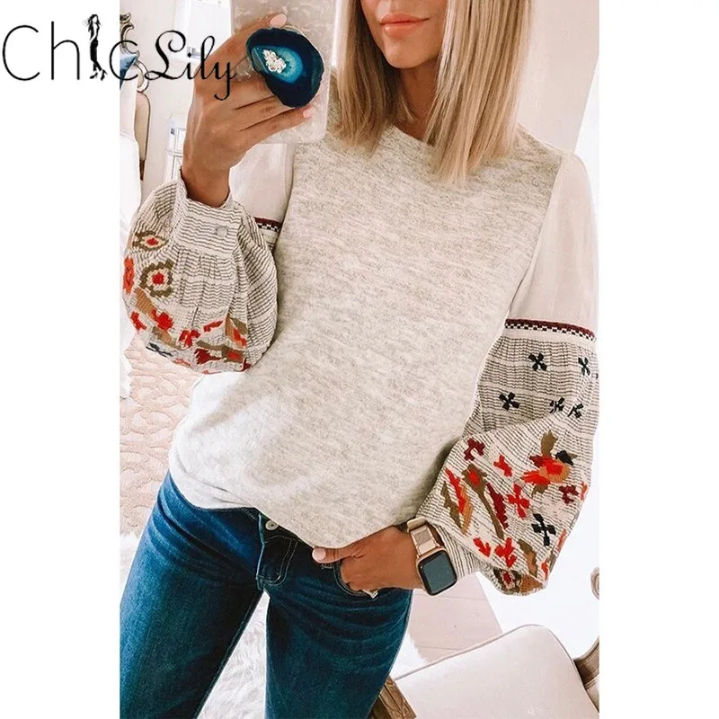 

Chiclily Long Sleeve Printed Sweatershirt Women Hoodies Streetwear Top Spring Autumn Pullovers