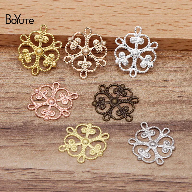 BoYuTe (100 шт./лот) 15 мм металлическая латунная филигранная фурнитура сделай сам для