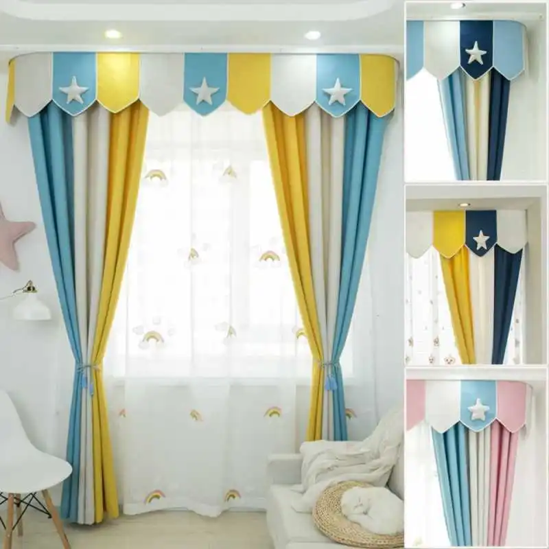 

Curtain for Living 2022 New Modern Minimalist Cute Cartoon Children's Room Atmospheric Light Luxury Curtains Dining Room Bedroom
