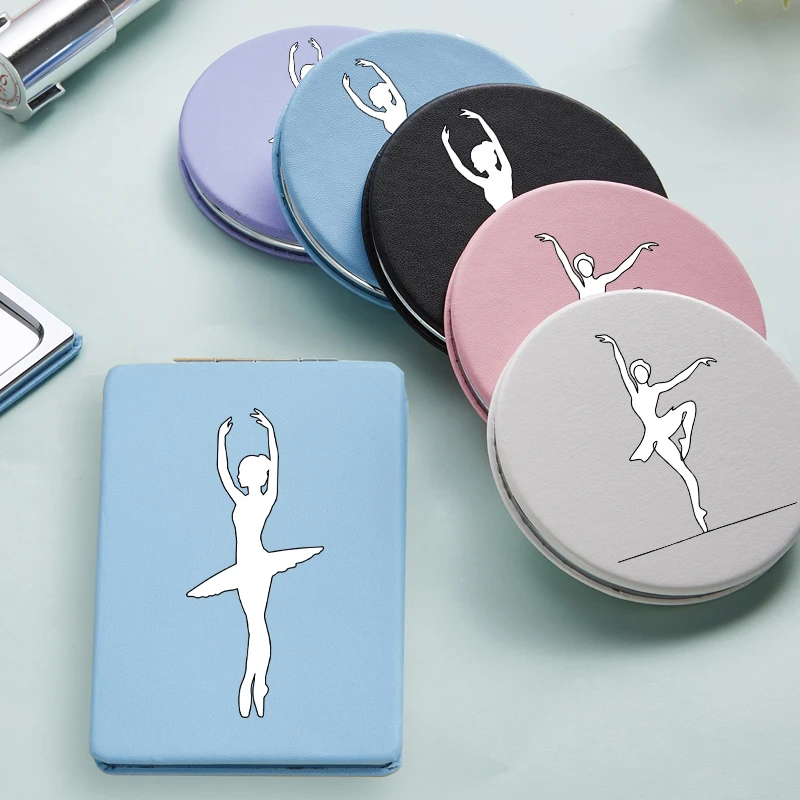 

Модное танцевальное зеркало для девушек и девушек, мини портативное складное компактное косметическое зеркало с двойным карманом, космети...