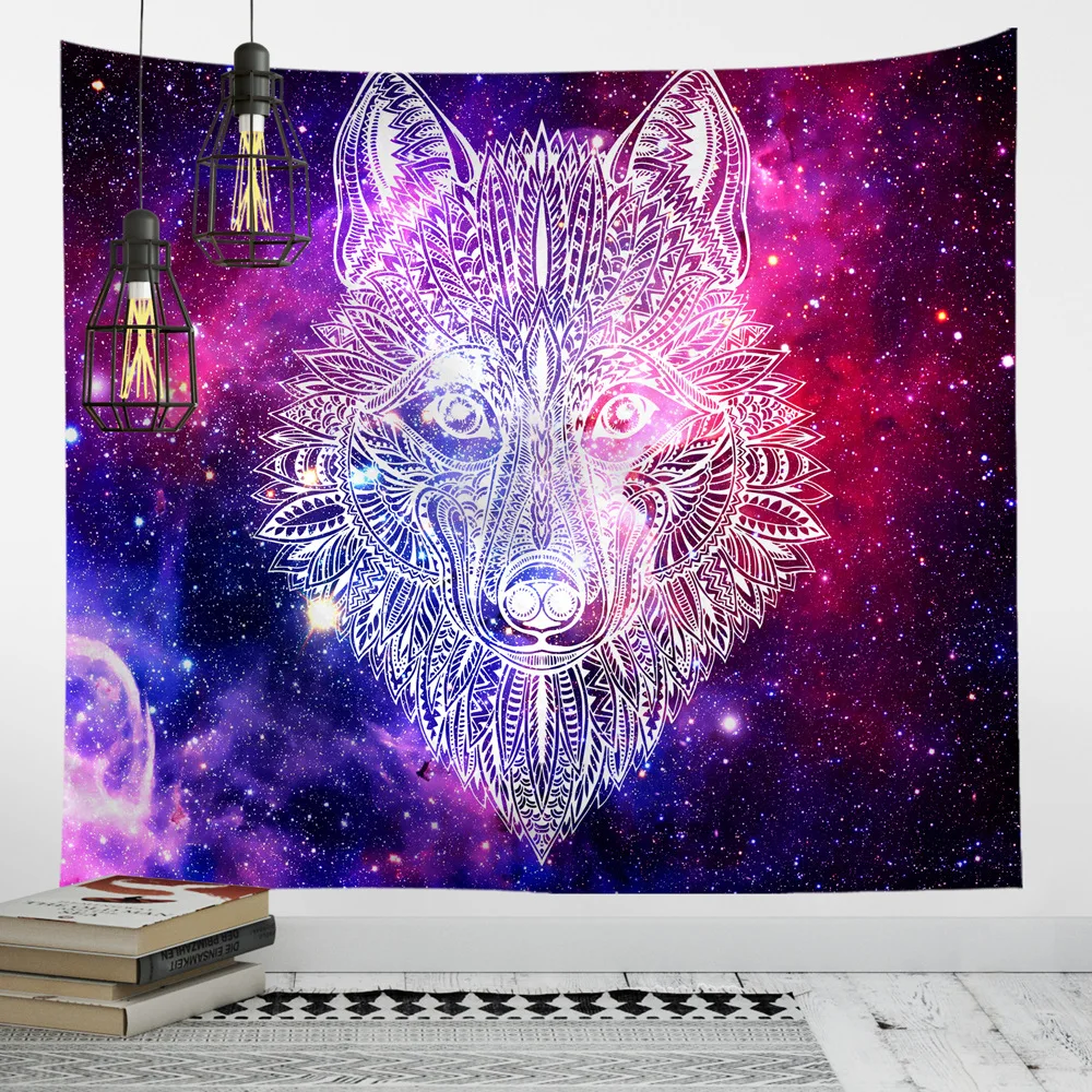 

Psychedelic Tapestry Wall Hanging Home Room Decoration Animals Wolf Pattern Cloth Carpet Tapestries Wall Rugs Dorm Decor Blanket