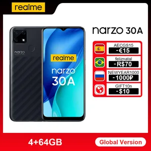 realme narzo 30a smartphone helio g85 4gb 64gb 6 5 mtk smart phone dual camera 6000mah fhd 18w android mobile cell phone free global shipping