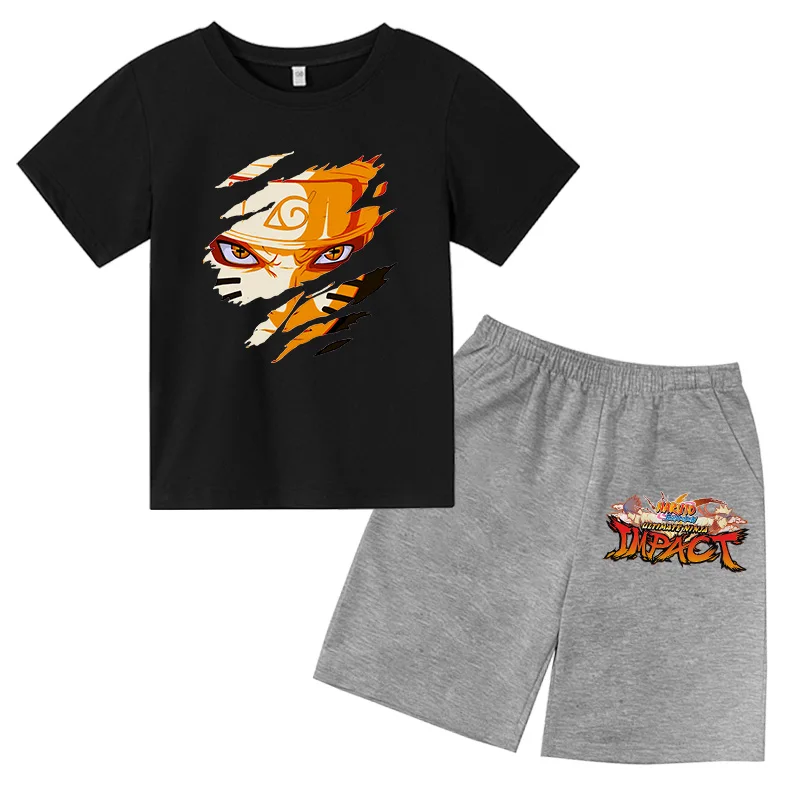 

Summer Kids Clothing Naruto- Tops T-Shirts+Shorts 2pcs Children Clothes Set Cotton Girl Tshirts Casual Boys Clothes Sport Suits