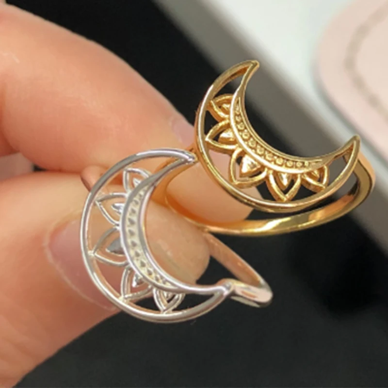Ретро исламские кольца с Луной для женщин минималистичные Регулируемые Круглые