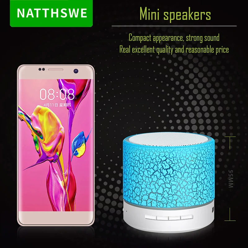 NATTHSWE блики трещина Bluetooth динамик мини портативный светодиодный сабвуфер U диск