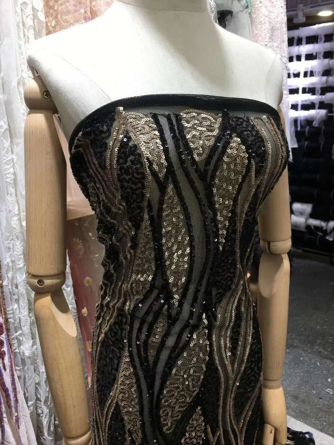 

Popular sequined fabric Explosion style ladies evening dress design fabric sequined lace Nigeria lace fabric for party dress