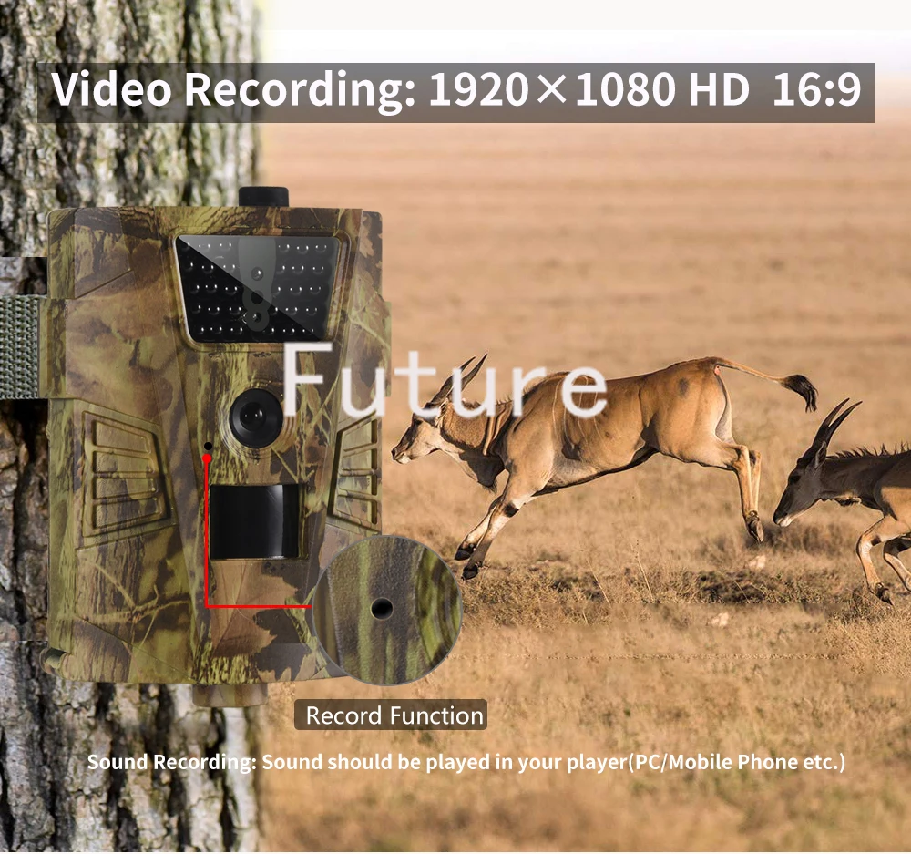 Камера для фотоловушек 12MP 1080P водонепроницаемая камера IP54 с инфракрасными