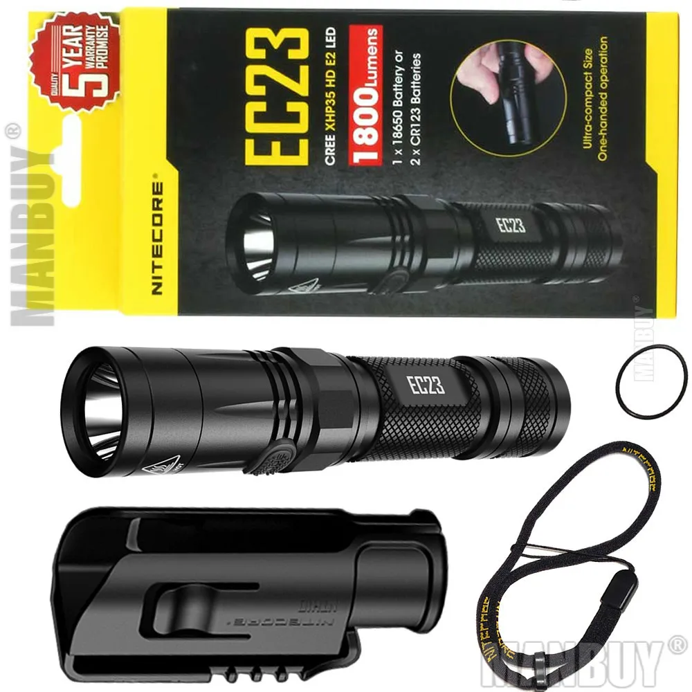 2022 NITECORE EC23 Flashlight + NTH10 Holster 1800 Lumens Cree XHP35 HD E2 LED High Performance Torch for Outdoor Security Duty