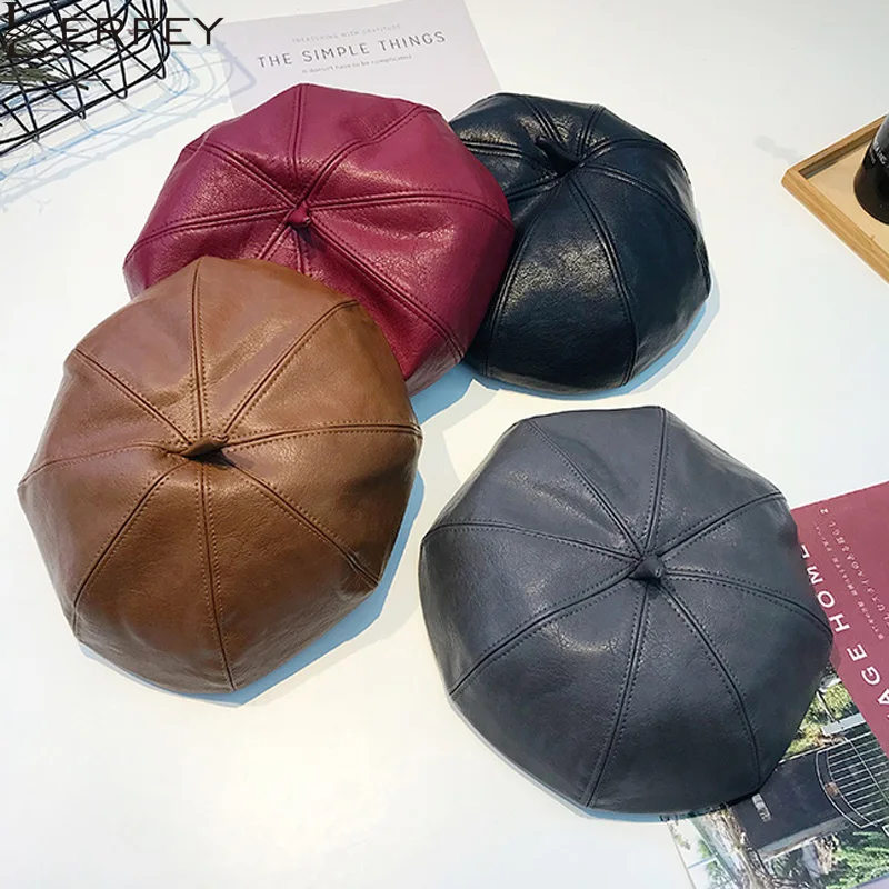Женский берет LERFEY однотонный фальшивый теплая облегающая шапка во французском
