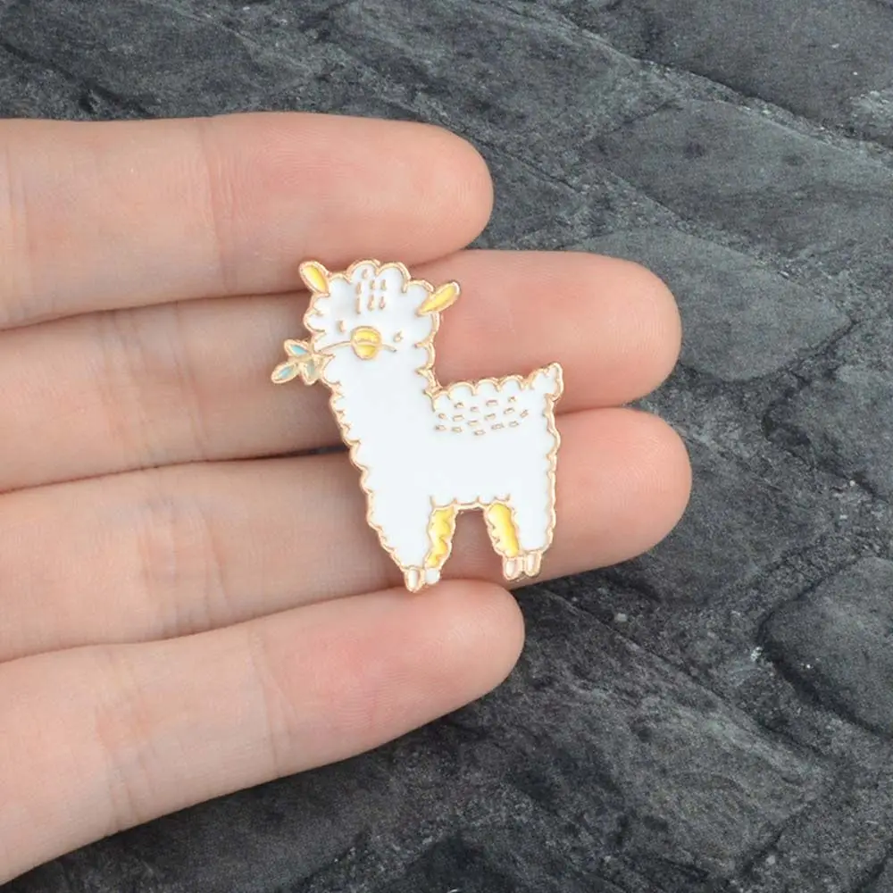 Эмалированная брошь в виде милой альпаки с маленькой овечкой булавка для