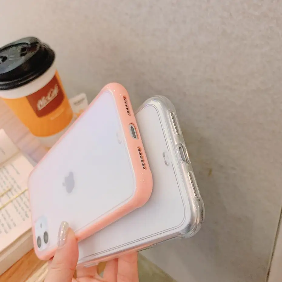 

Simple Matte Clear Solid color Couple Phone Cover Case For Iphone X 11 pro Xs Max Xr 10 8 7 6 6s Plus Luxury hard Coque Fundas