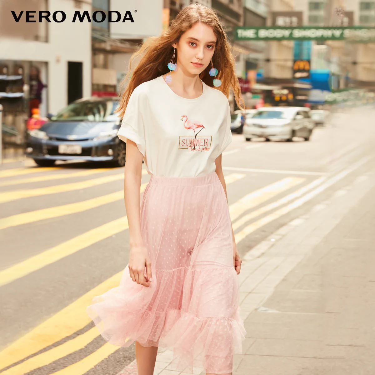 Vero Moda женская футболка с принтом Фламинго с открытыми плечами | 319101535